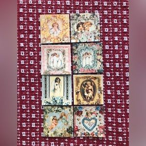 Upcycled set of Magnets: Very colorful set of 8 Victorian depictions of angels.
